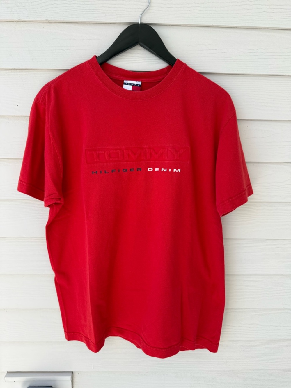 Vintage Tommy Hilfiger Y2K Embossed Hilfiger Denim Tee
